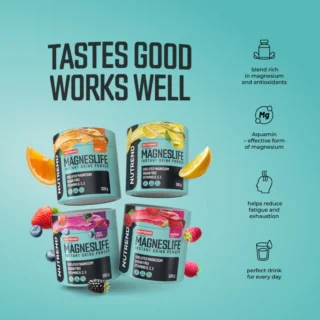Magneslife Instant Drink από την Nutrend! 
Άμεσα απορροφήσιμη μορφή μαγνησίου βασισμένη στο πατενταρισμένο συστατικό Aguarmin.
✅ Εμπλουτισμένο με βιταμίνες B, C ,& Ε.
✅ Υποστηρίζει το νευρικό και μυϊκό σύστημα. 
✅ Συμβάλει στη ξεκούραση και την μυϊκή αποκατάσταση.